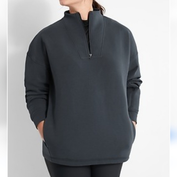 Banana Republic BR Standard Silky Coal Gray Scuba-knit Sweatshirt Size Medium - Picture 1 of 13